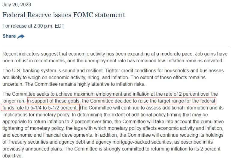 ATFXcurrencies0731: Federal Reserve raises interest rates25Base point, although boosting the US index, may lead to recession172 / author:atfx2019 / PostsID:1724455