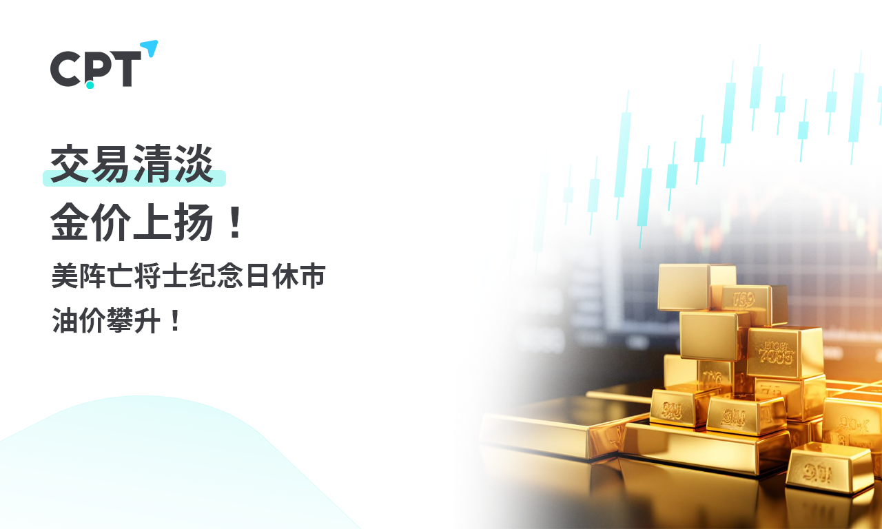 CPT Markets 【行情快报】交易清淡，金价上扬! 美阵亡将士纪...735 / author:CPT / PostsID:1728453