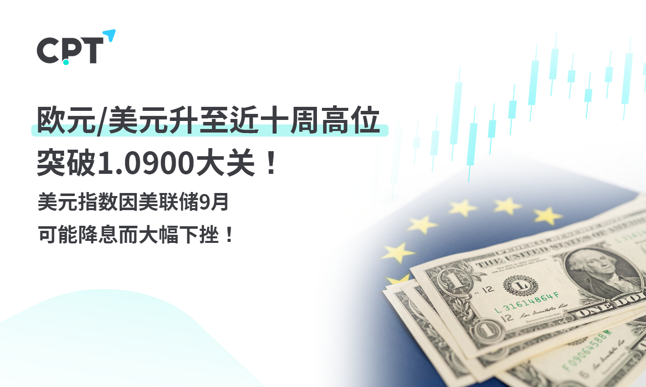 CPT Markets 【行情快报】欧元/美元升至近十周高位，突破1.09...826 / author:CPT / PostsID:1728530